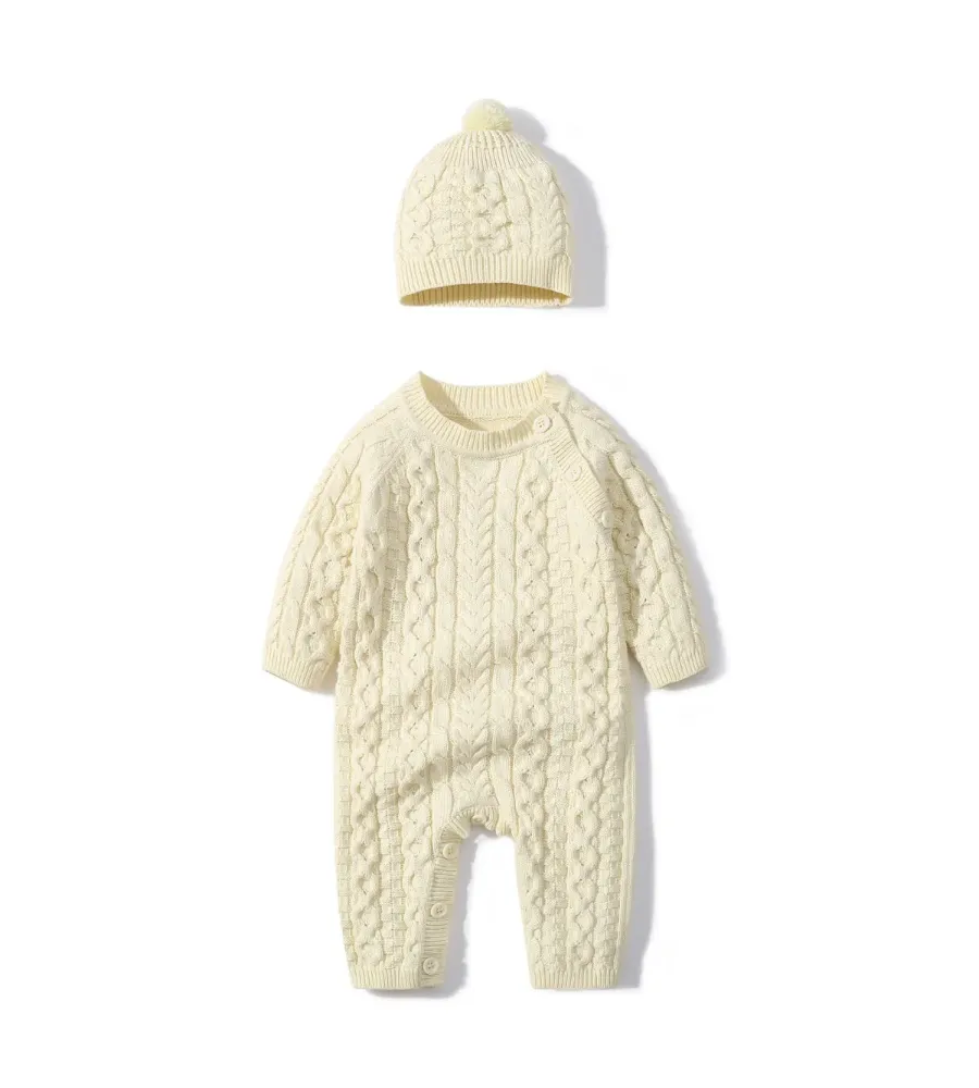 Winter Charm Knit Romper & Hat Set