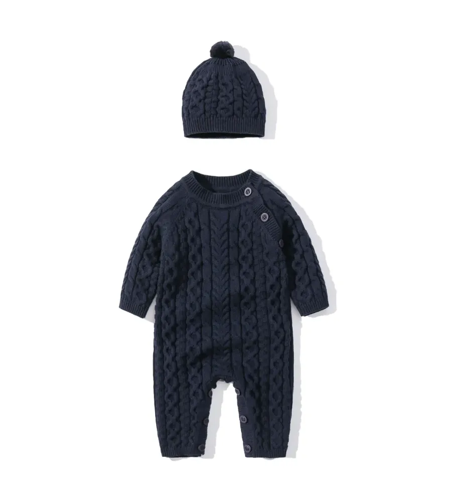 Winter Charm Knit Romper & Hat Set