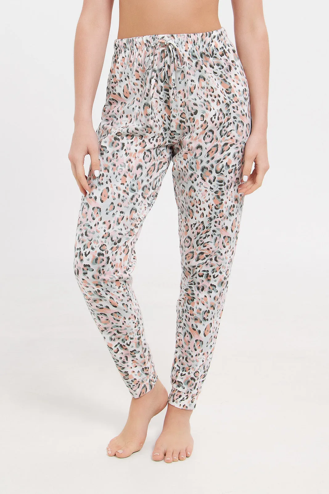 Women Ivory Printed Pyjama Set (2 Piece)
