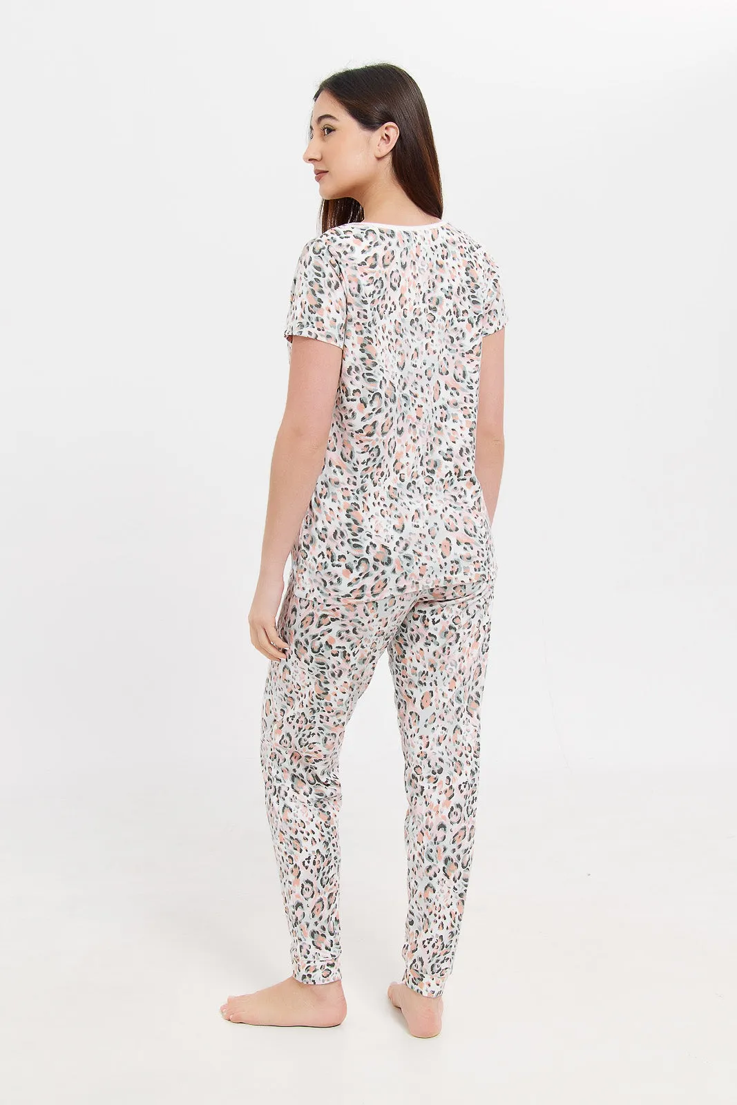 Women Ivory Printed Pyjama Set (2 Piece)