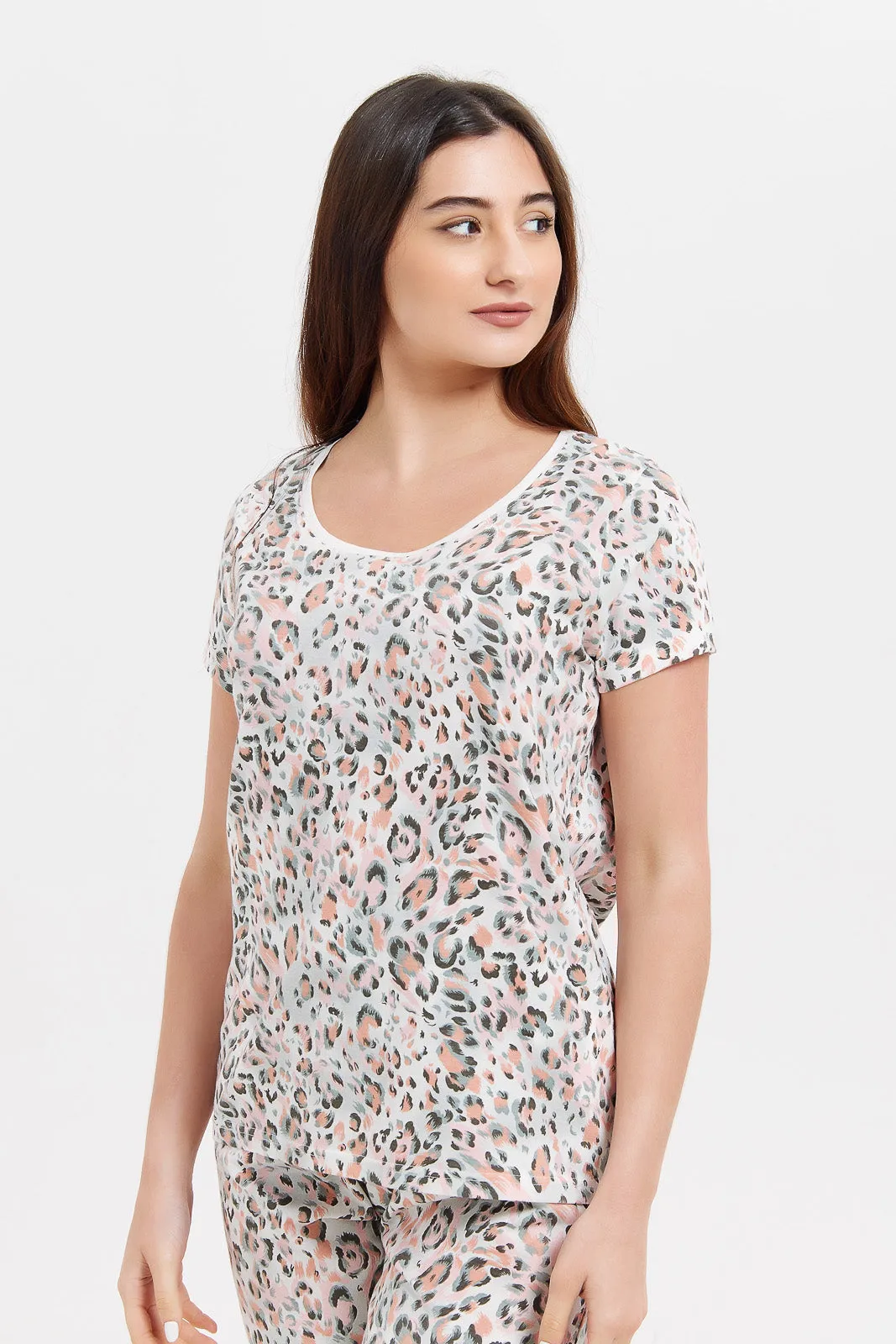 Women Ivory Printed Pyjama Set (2 Piece)
