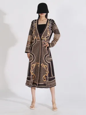 Women Peral Designer Trench Long Sleeve Chic Formal Coat