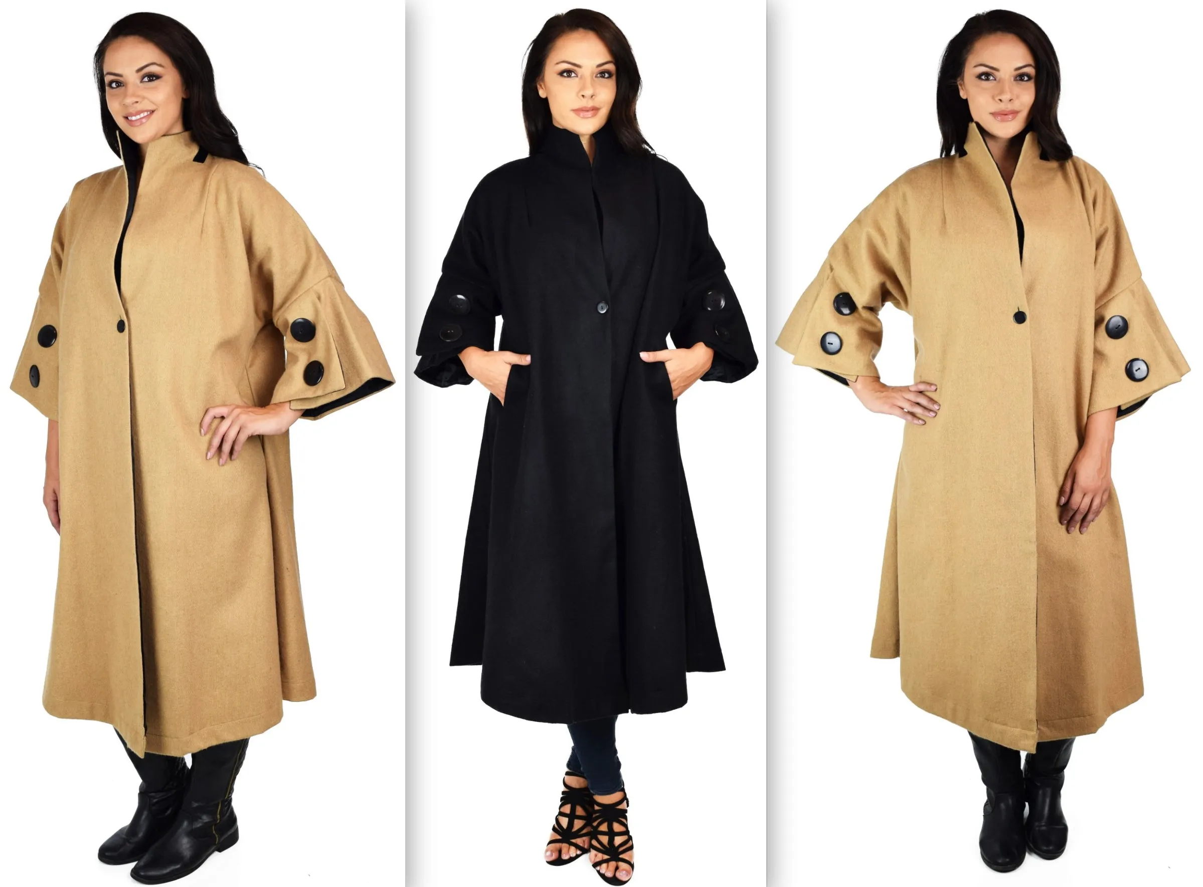 Women Swing Jacket/Coat,Designer Coat, European Style Coat,  Regular and Plus Size Coat, Heavy Wool blend Coat,  Swing Coat. Oversized Coat
