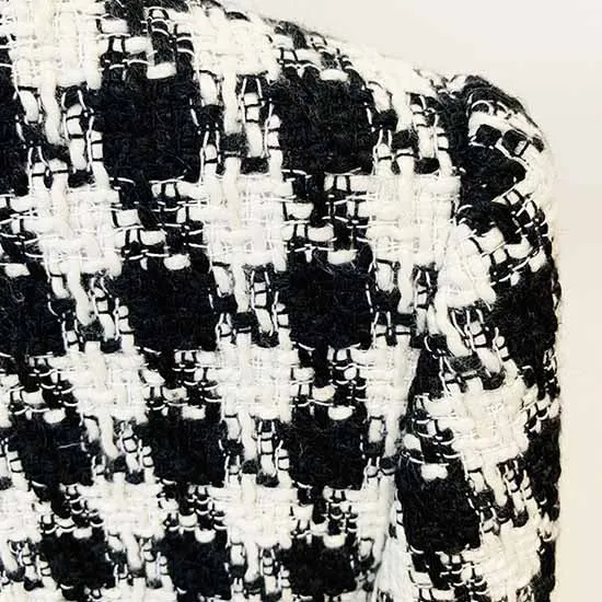 Women's double breasted black and white houndstooth blazer jacket