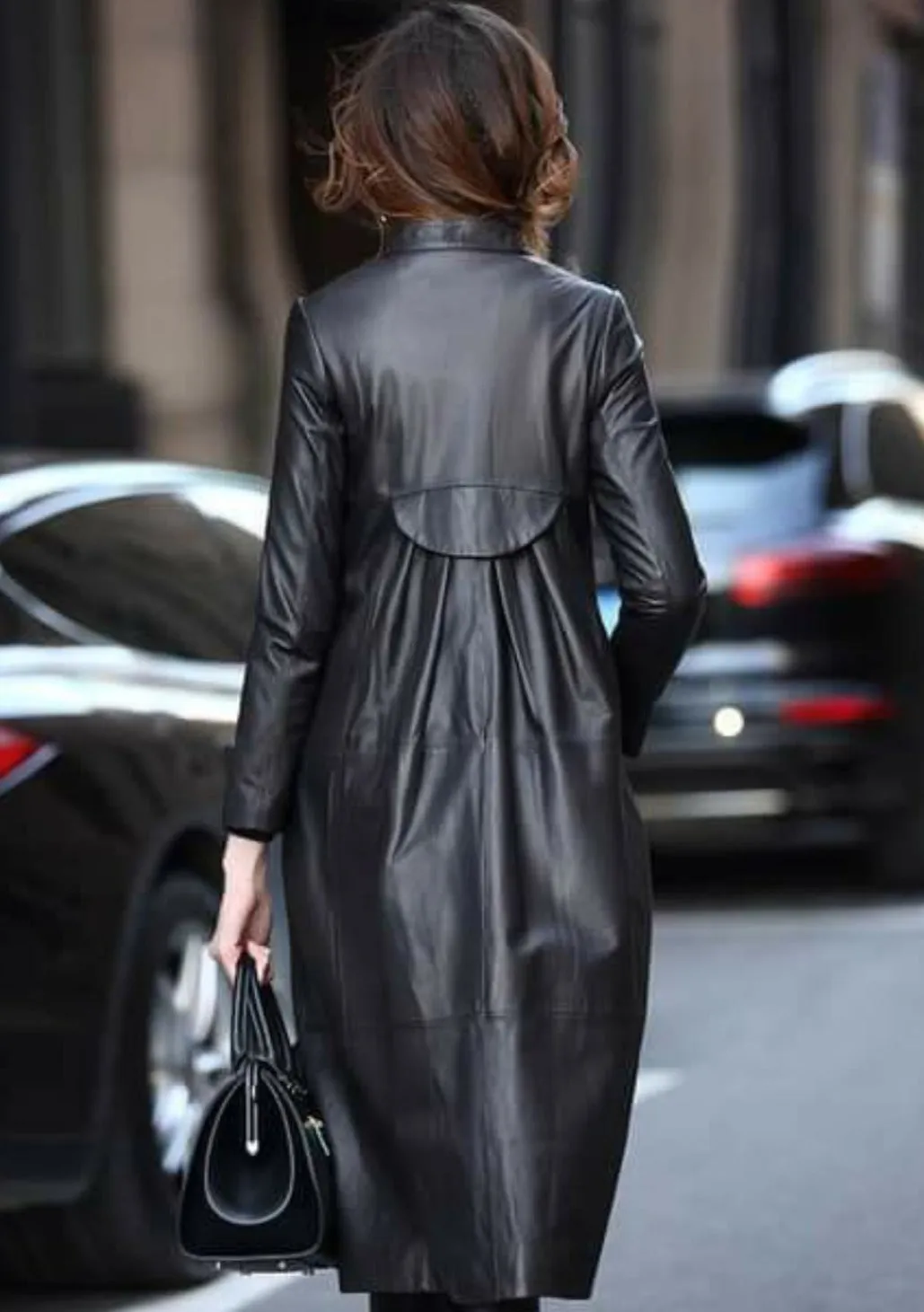 Women's Leather Trench Coat