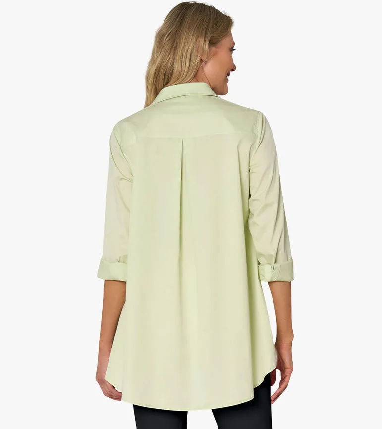 Women's Long Sleeve A-Line Button Front Prime Time Tunic CUCUMBER