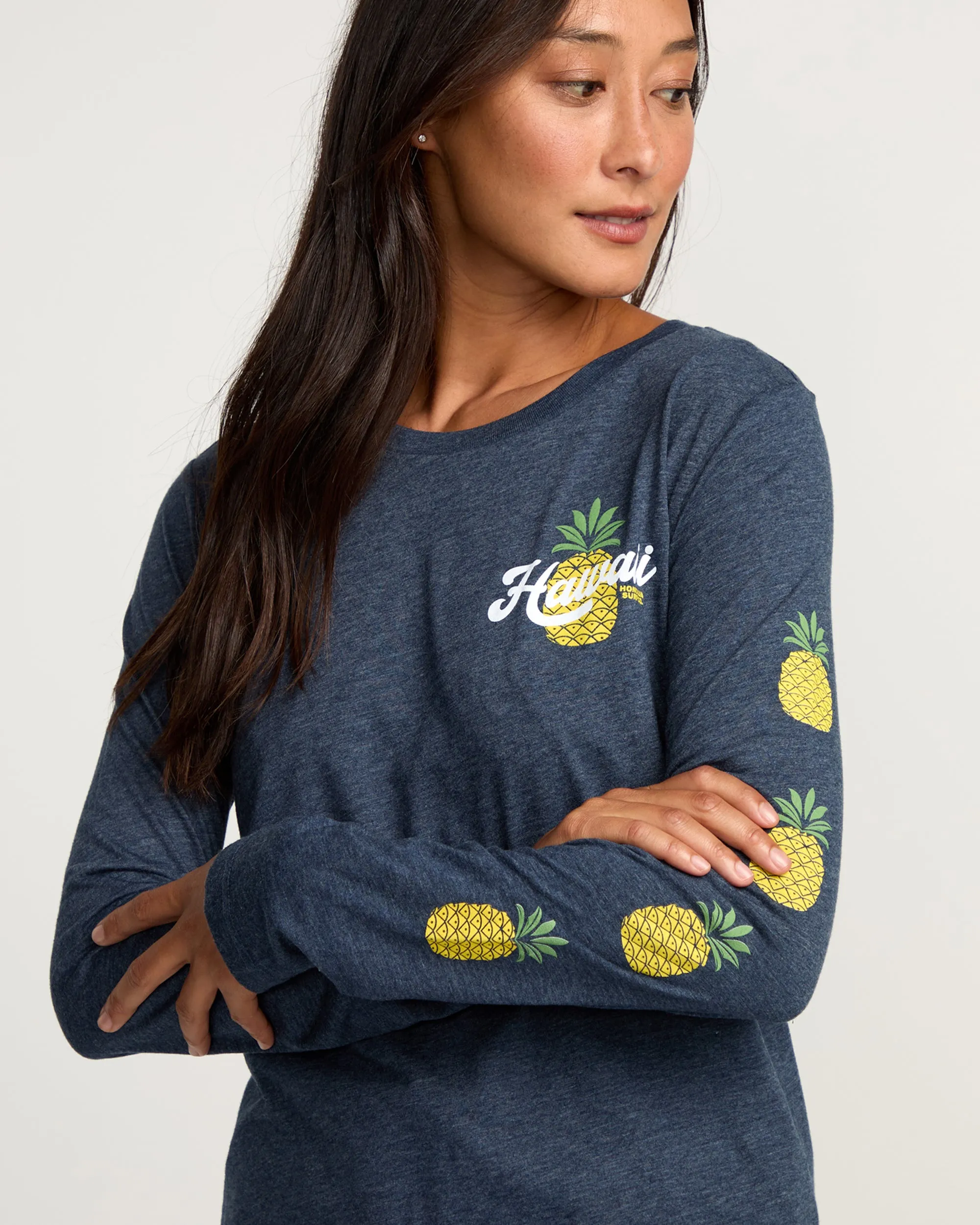 Womens Pina Town Long Sleeve T-Shirt - Navy