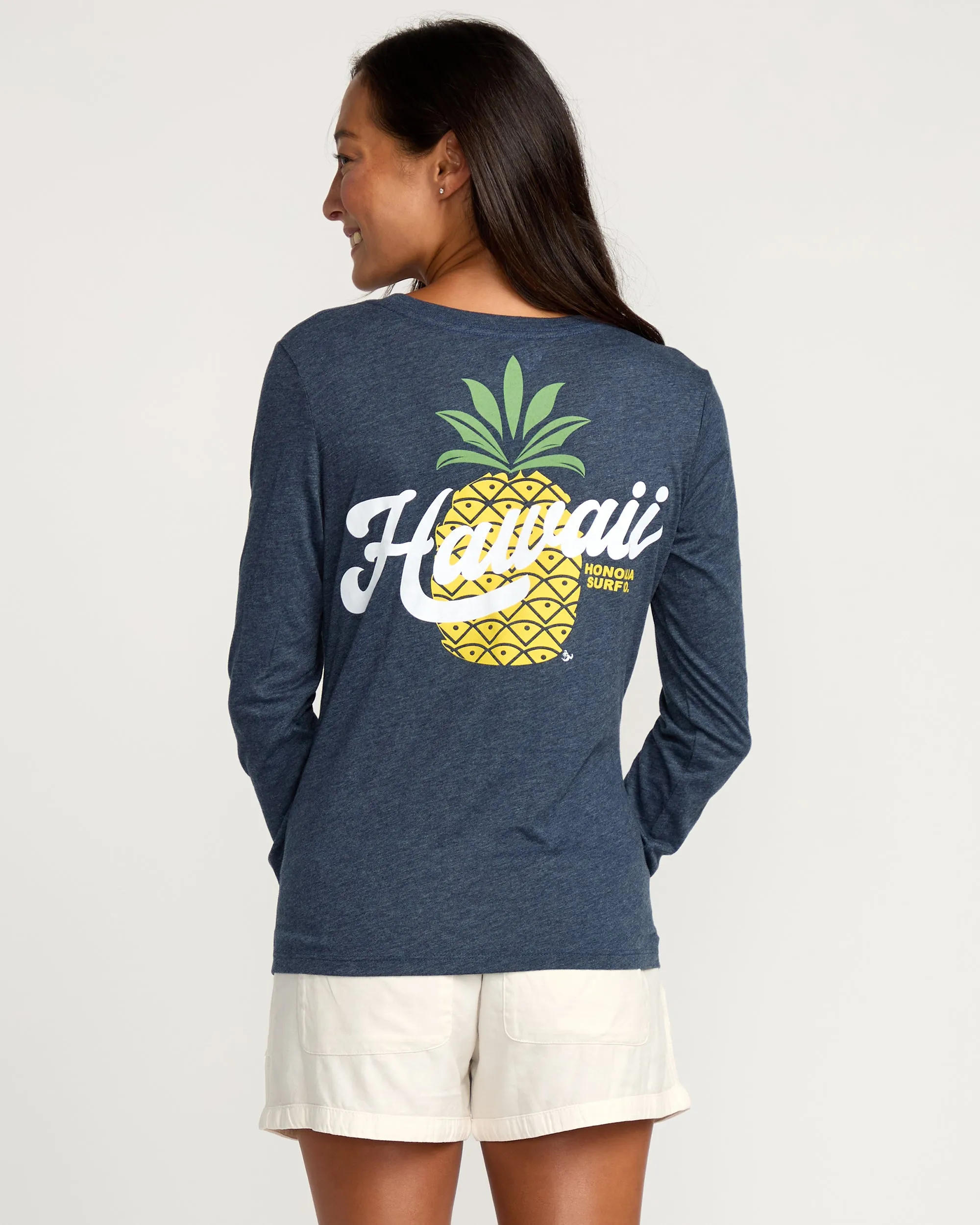 Womens Pina Town Long Sleeve T-Shirt - Navy