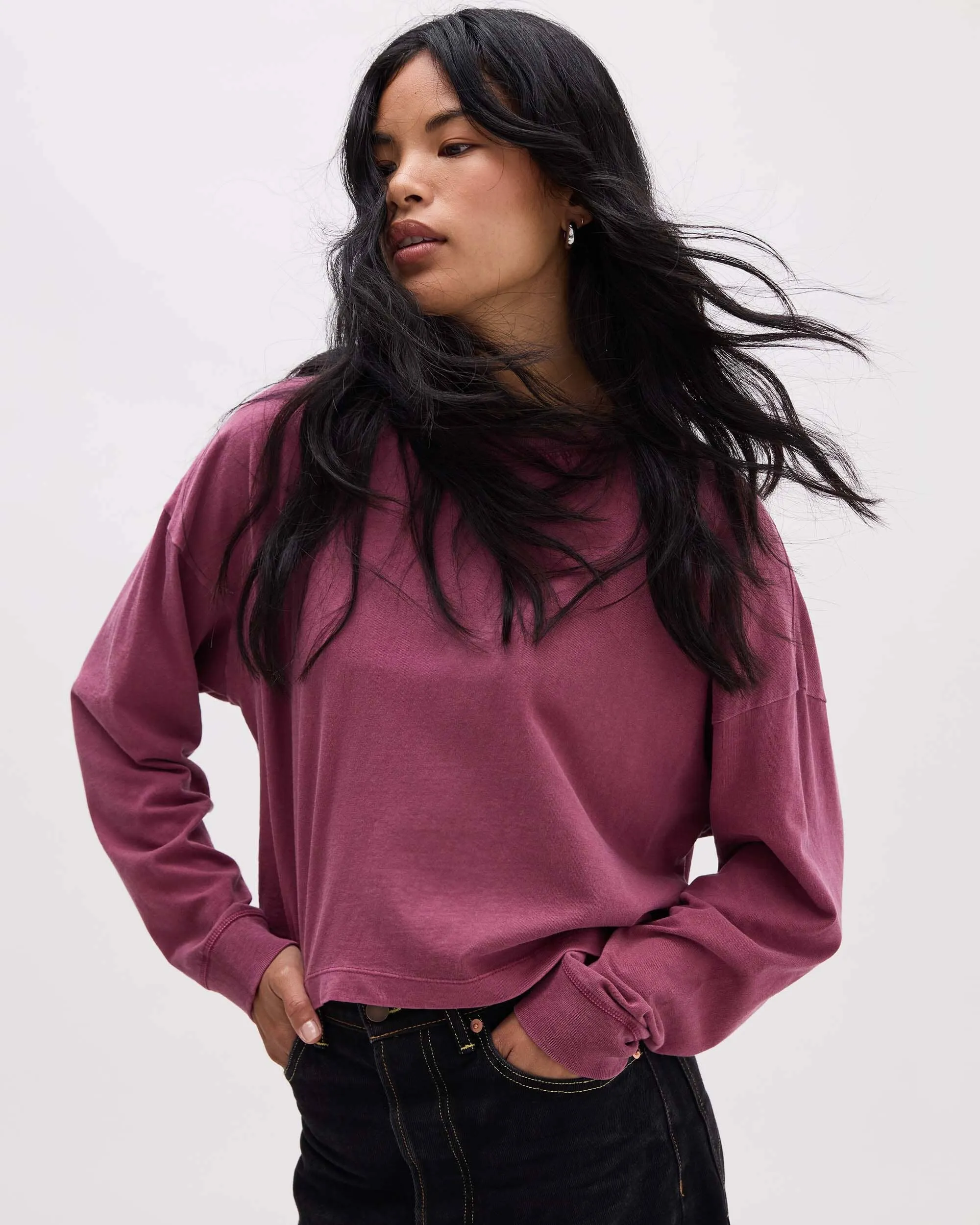 Women's Relaxed Crop Long Sleeve Tee