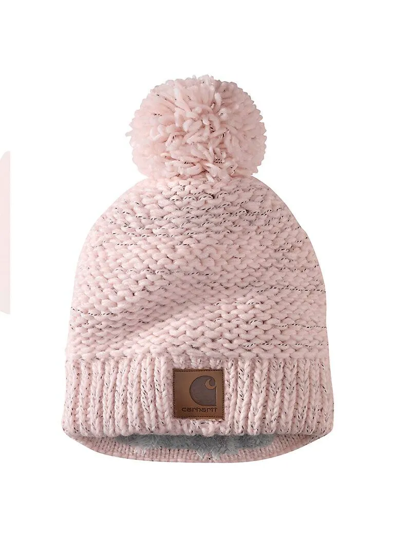 WOMEN'S RIB KNIT SHERPA-LINED POM-POM BEANIE 105469
