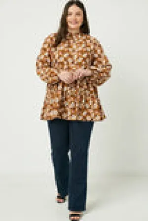 Womens Tie Neck Tiered Tunic