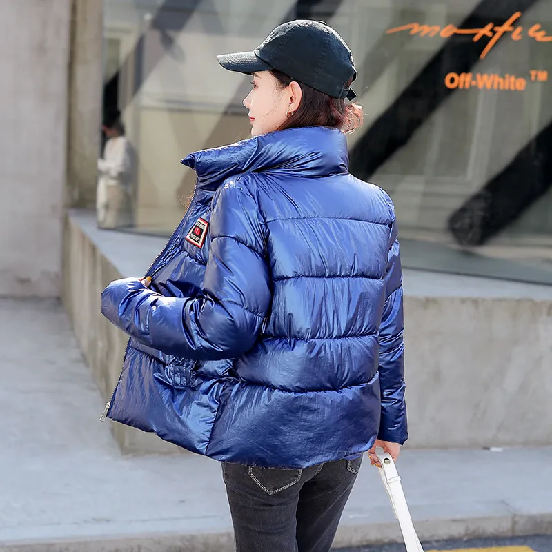 Women's Winter Casual Padded Shiny Waterproof Short Parka