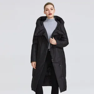Women's Winter Hooded Thick Parka With Belt