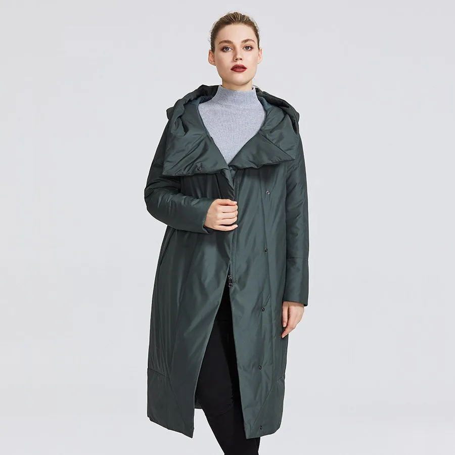 Women's Winter Hooded Thick Parka With Belt