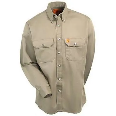Wrangler FR Flame Resistant Long Sleeve Work Shirt, FR3W5, Slate Grey & Khaki