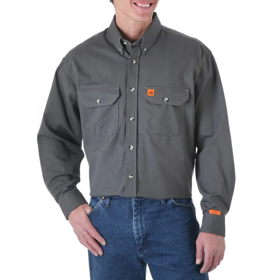 Wrangler FR Flame Resistant Long Sleeve Work Shirt, FR3W5, Slate Grey & Khaki