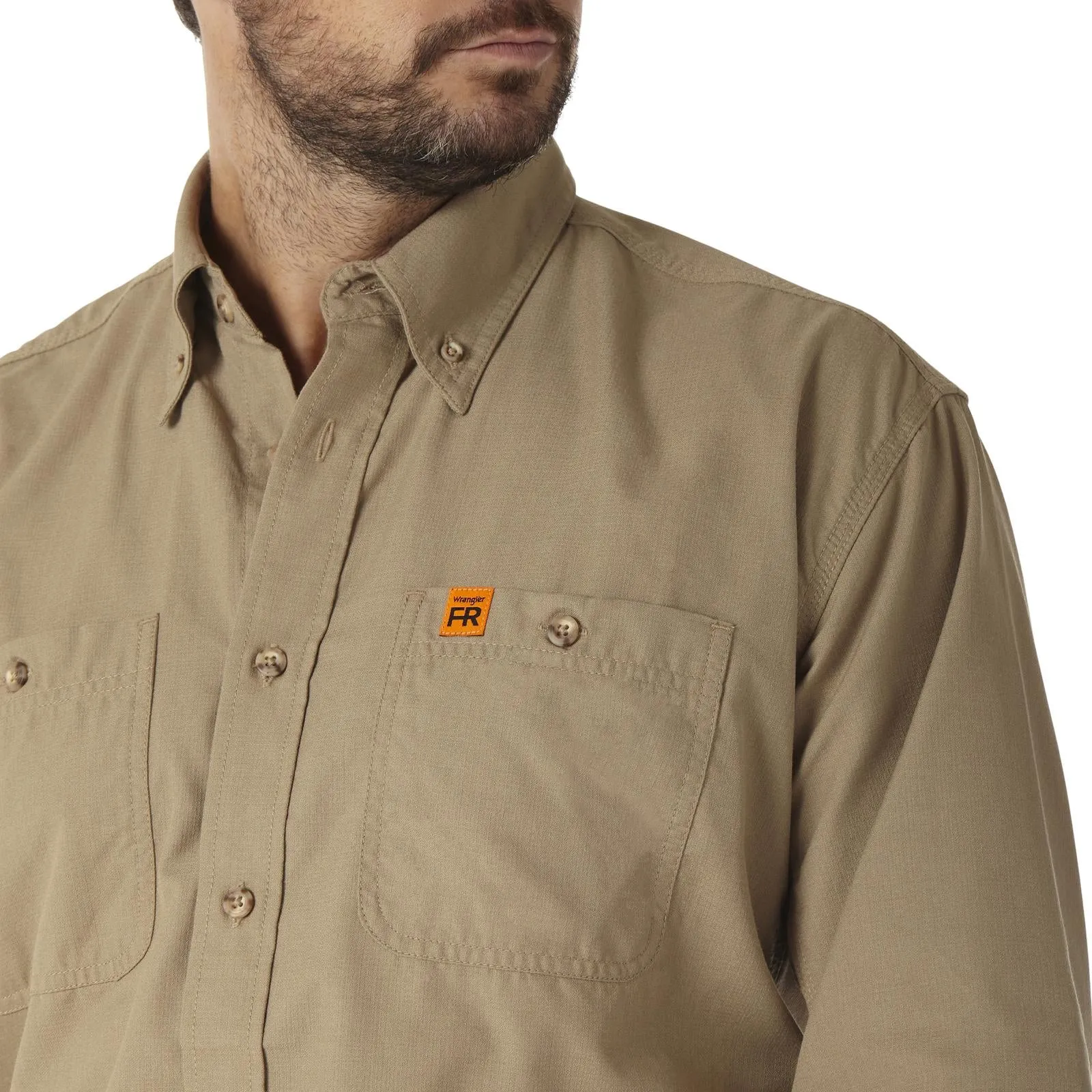 Wrangler FR FR Flame Resistant Twill Workshirt, FR3W01, Grey, Khaki, Navy, Light Blue