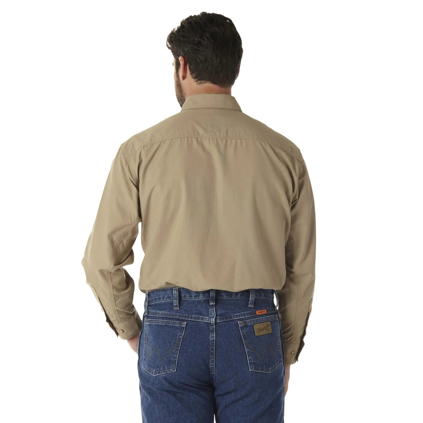 Wrangler FR FR Flame Resistant Twill Workshirt, FR3W01, Grey, Khaki, Navy, Light Blue