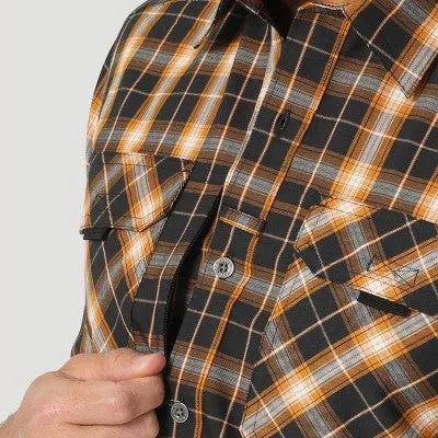 Wrangler Men's Utility Shirt Long Basic Adjustable Sleeves Hidden Zip