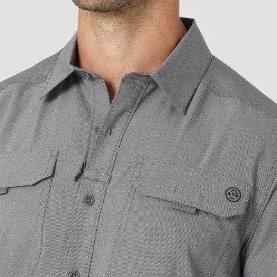 Wrangler Men's Utility Shirt Long Basic Adjustable Sleeves Hidden Zip