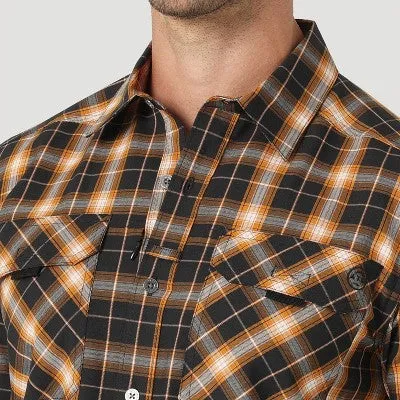Wrangler Men's Utility Shirt Long Basic Adjustable Sleeves Hidden Zip