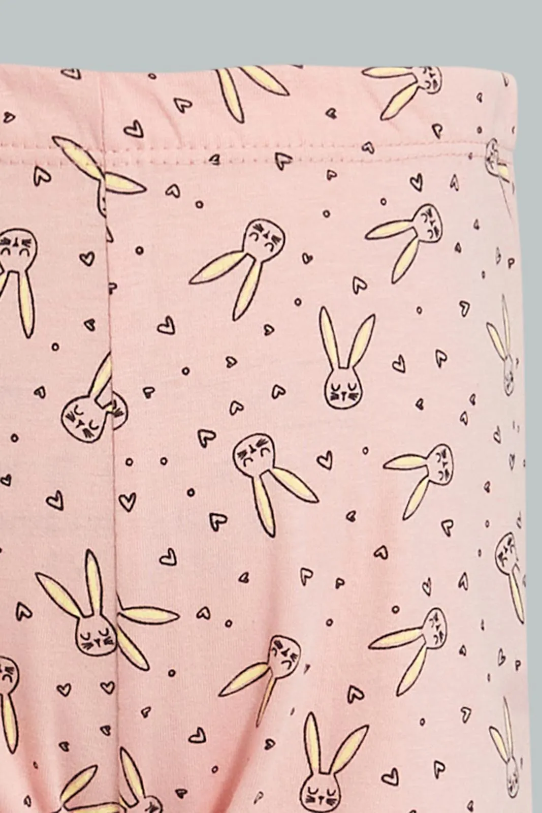 Yellow And Pink Bunny Pyjama Set For Baby Girls (2 Piece)