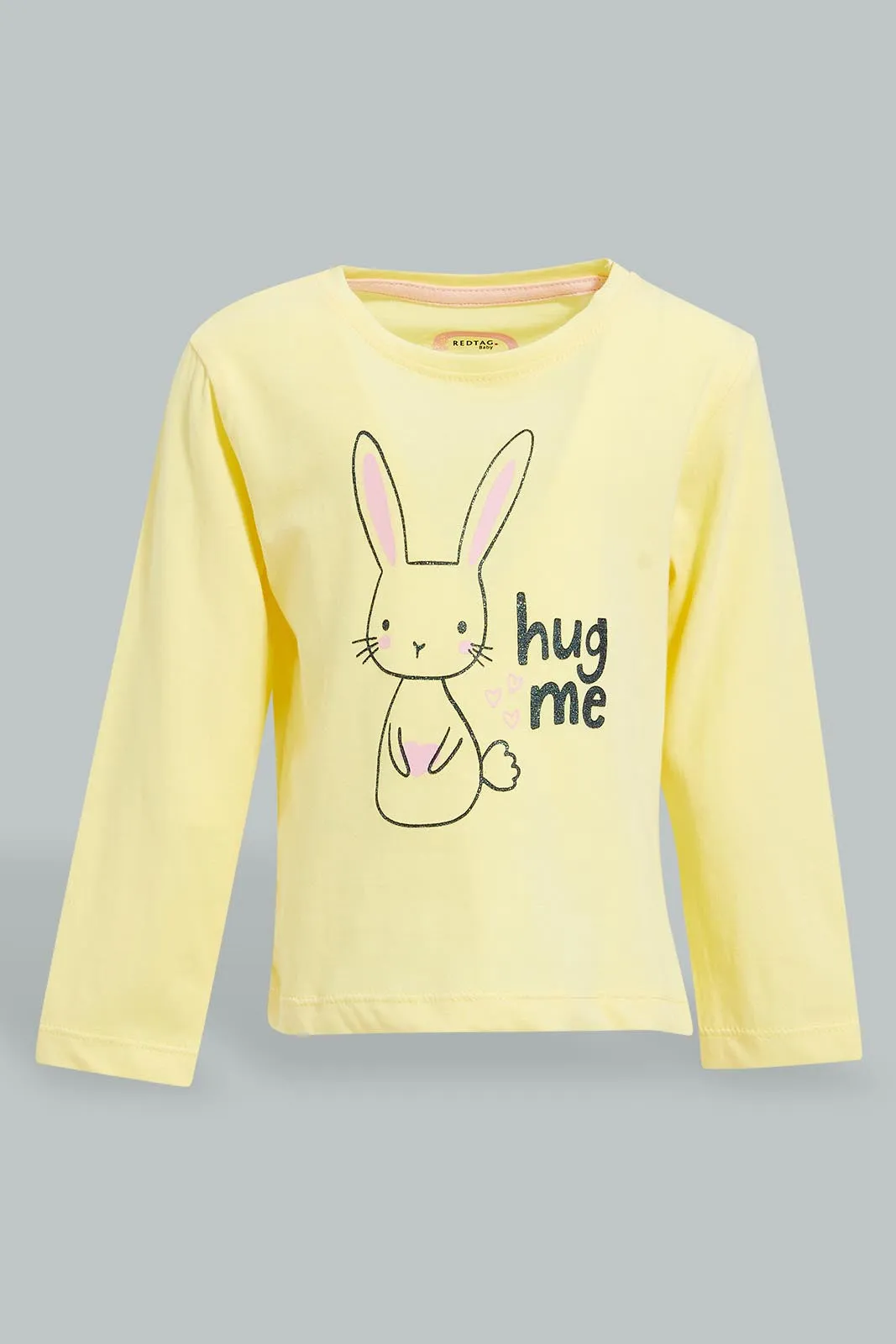 Yellow And Pink Bunny Pyjama Set For Baby Girls (2 Piece)