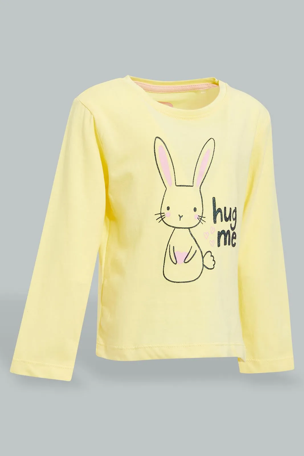 Yellow And Pink Bunny Pyjama Set For Baby Girls (2 Piece)