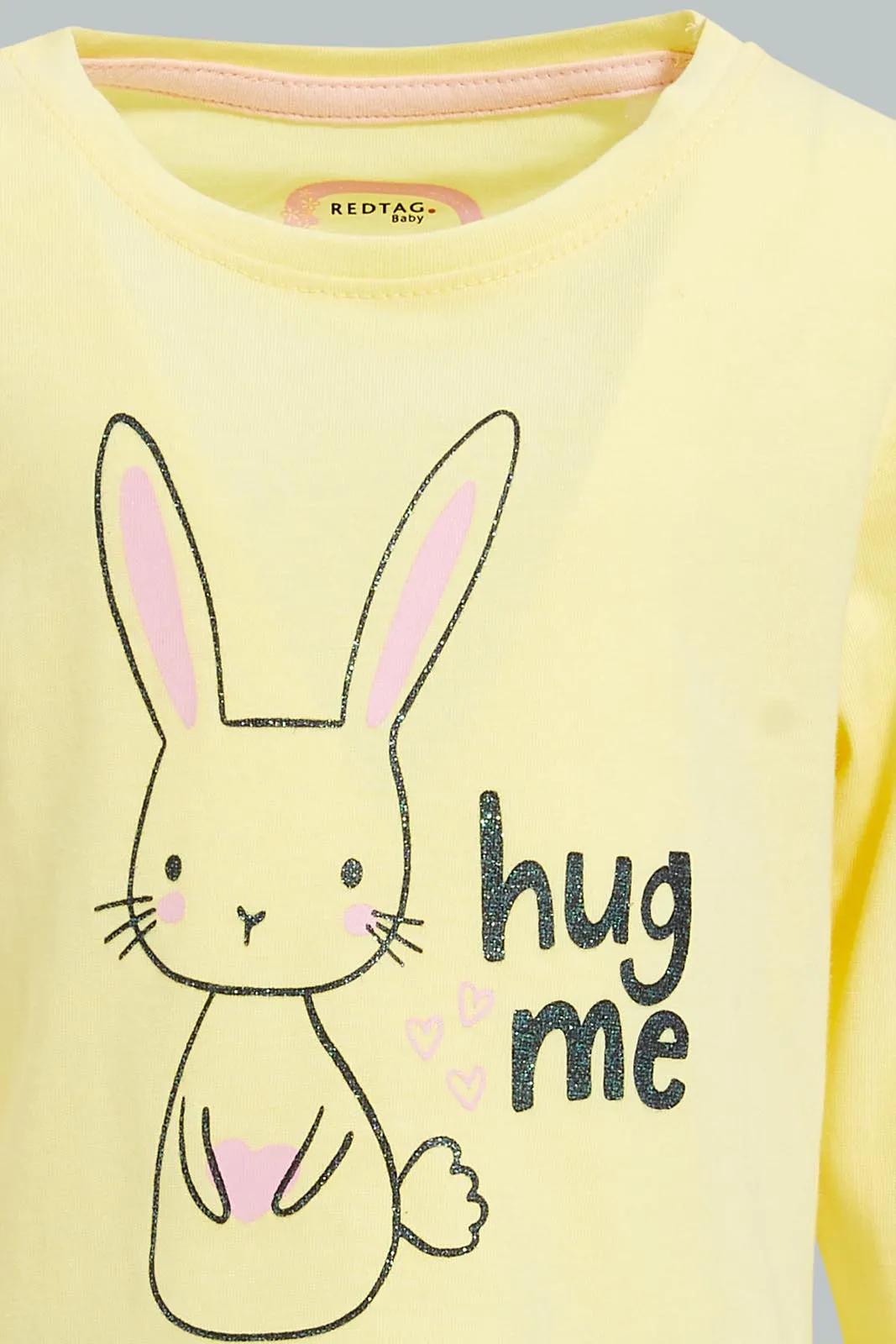 Yellow And Pink Bunny Pyjama Set For Baby Girls (2 Piece)
