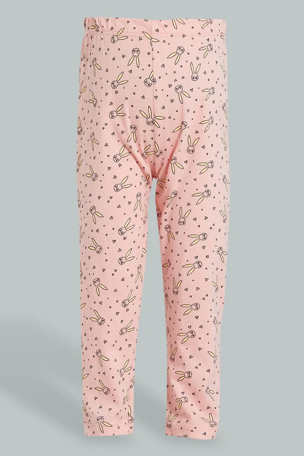 Yellow And Pink Bunny Pyjama Set For Baby Girls (2 Piece)