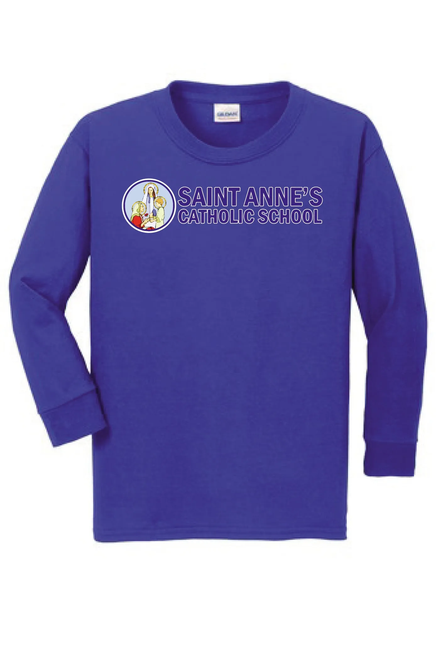 Youth 100% Cotton Long Sleeve T-Shirt w/ big logo