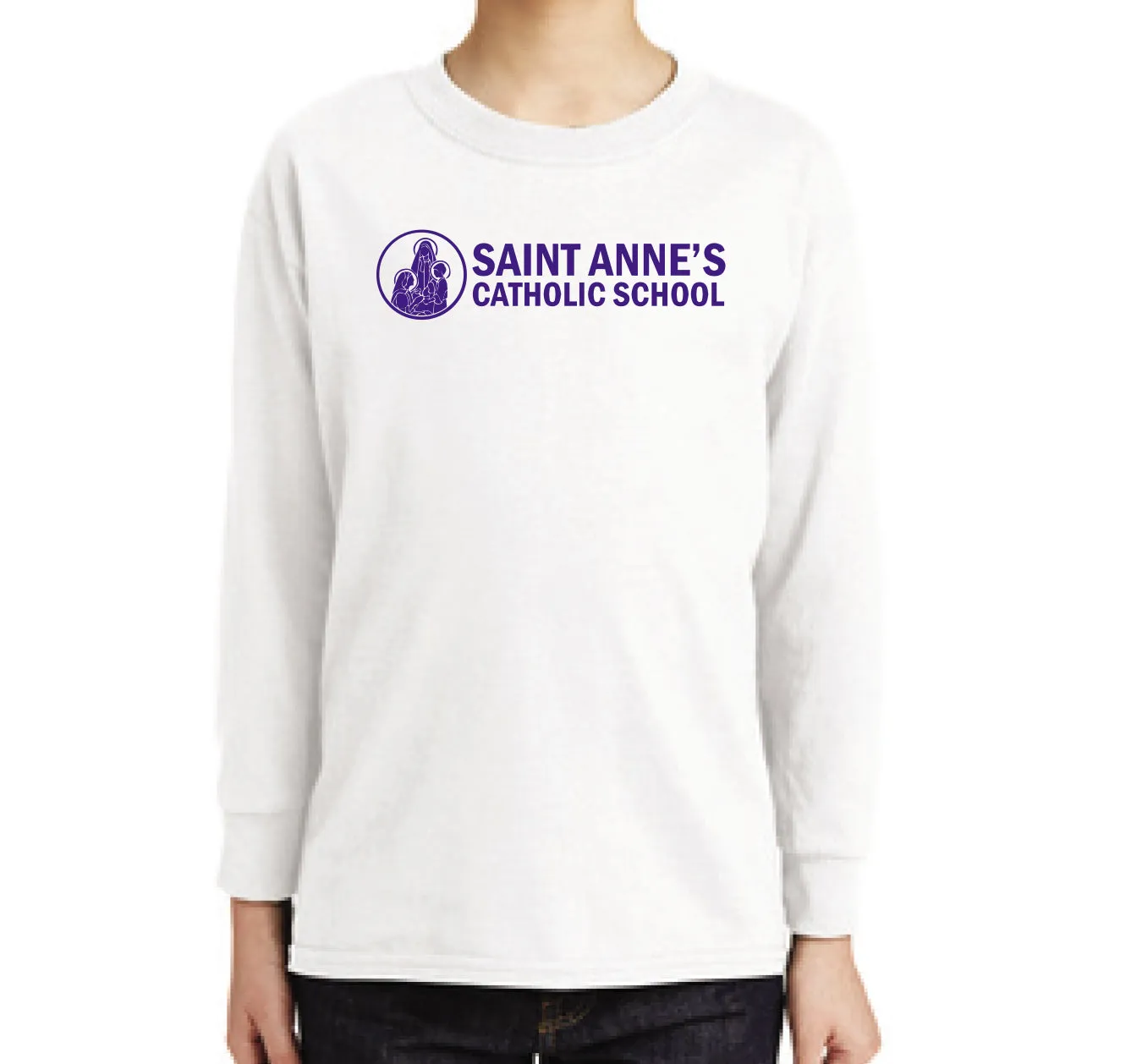 Youth 100% Cotton Long Sleeve T-Shirt w/ big logo