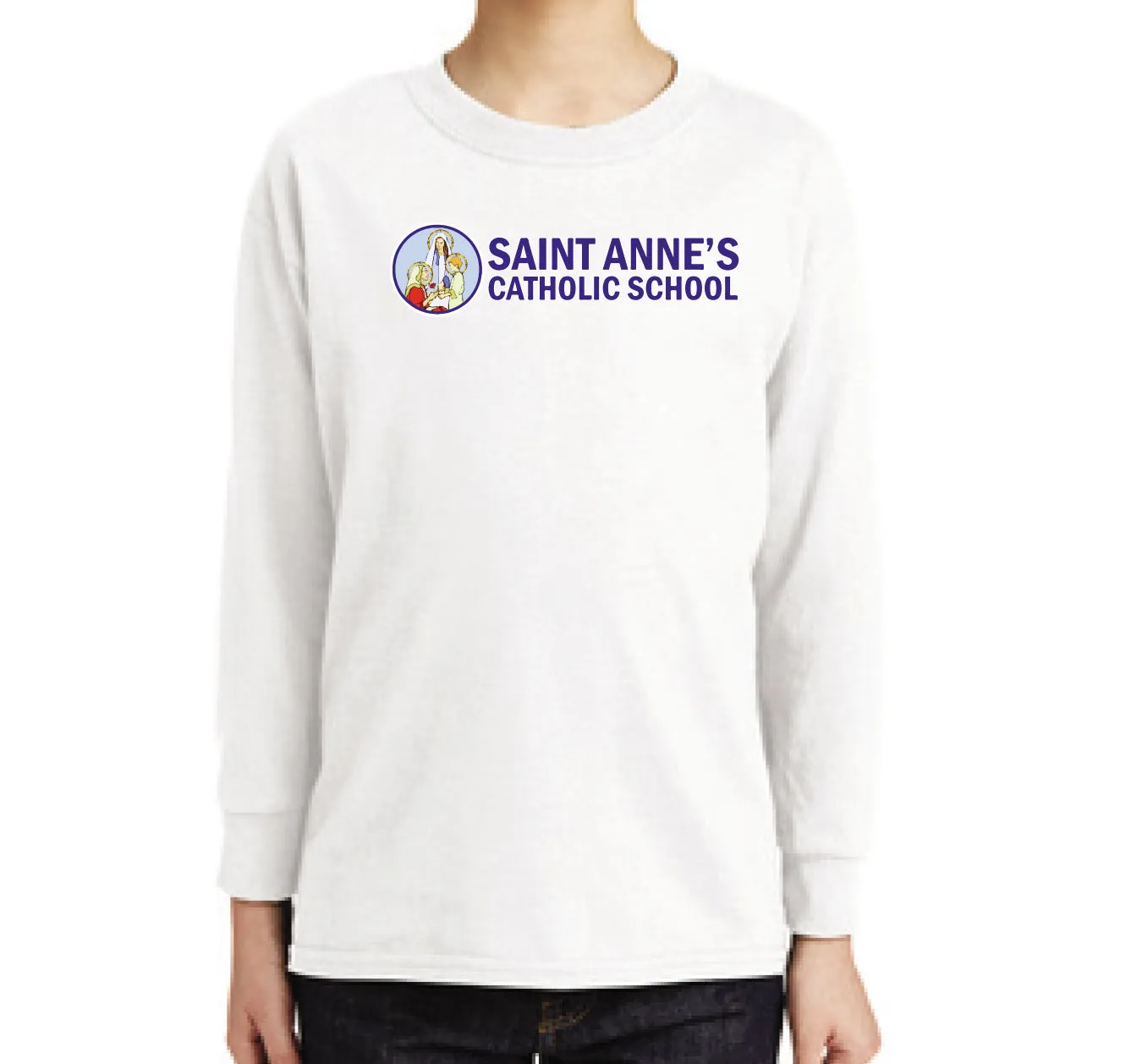 Youth 100% Cotton Long Sleeve T-Shirt w/ big logo