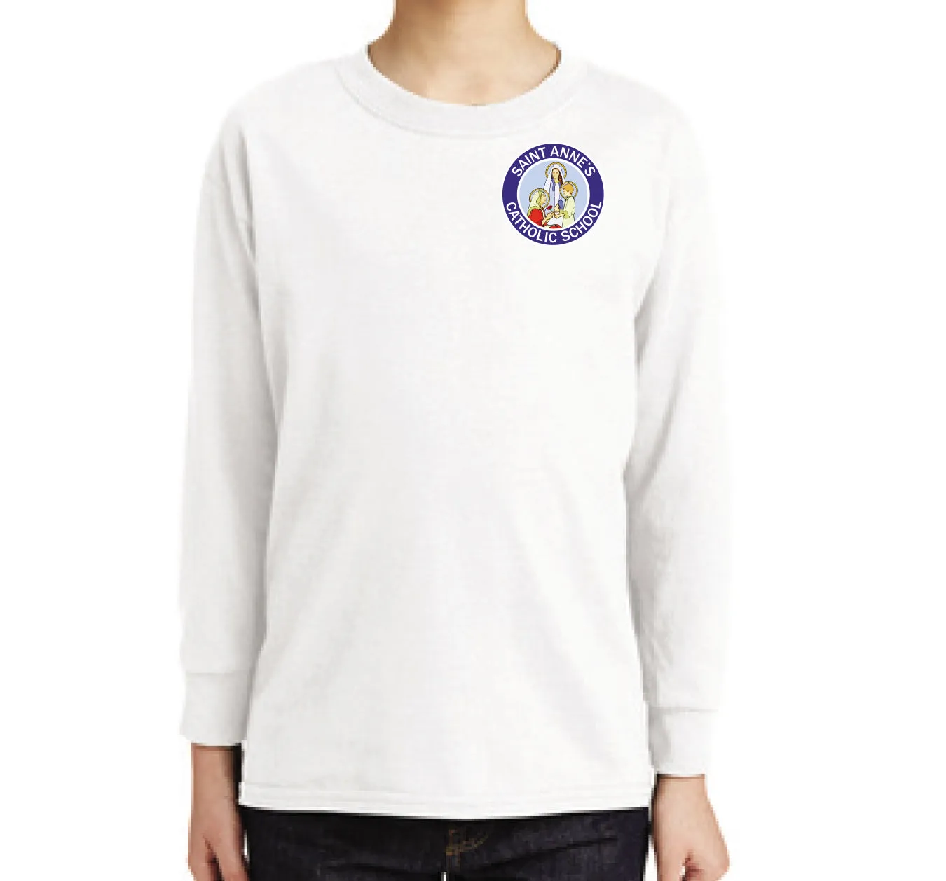 Youth 100% Cotton Long Sleeve T-Shirt w/ small logo