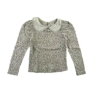 Zara t-shirt 9-10 years white floral printed with frilled collar