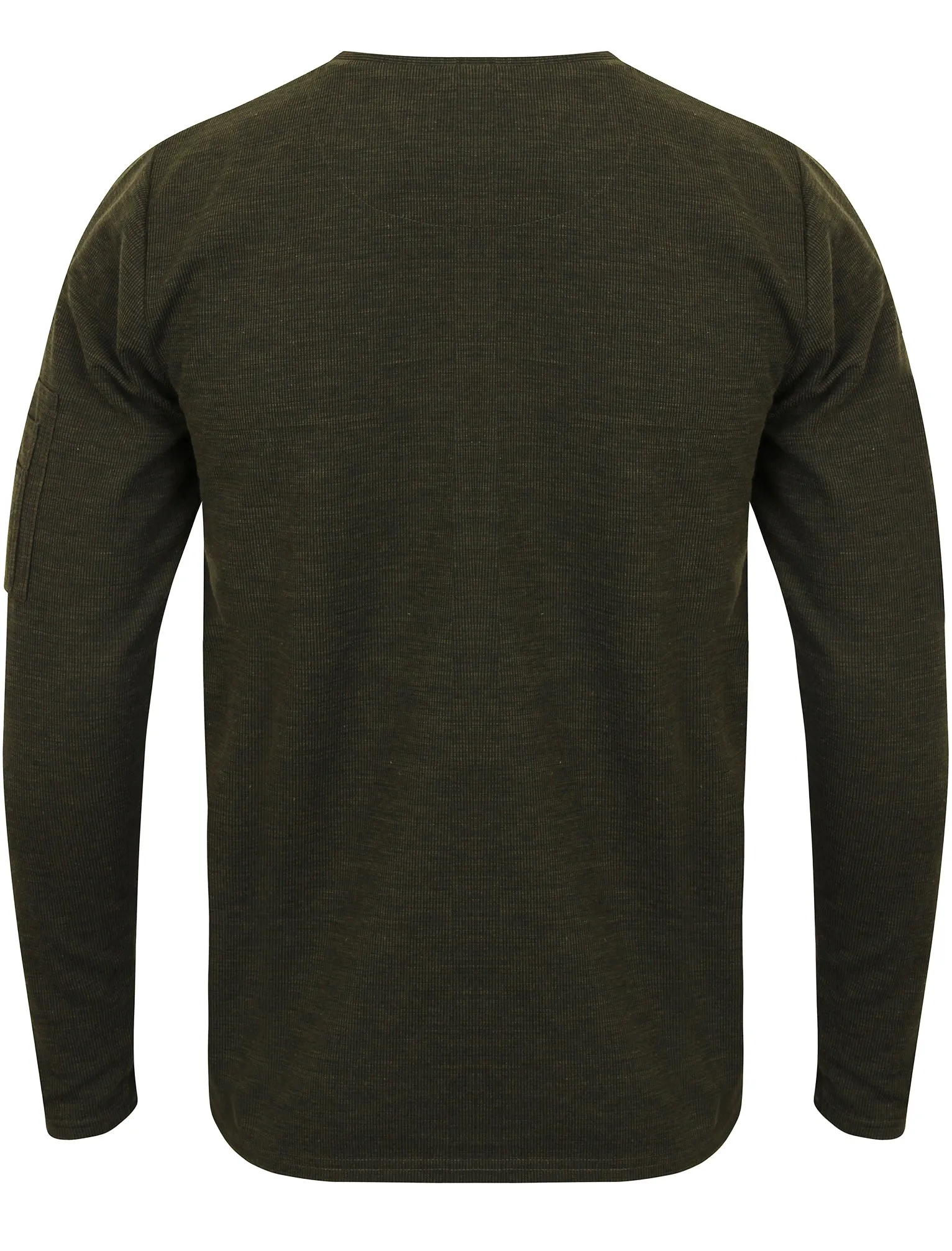 Zuma V Neck Long Sleeve Top In Khaki / Black Slub - Dissident